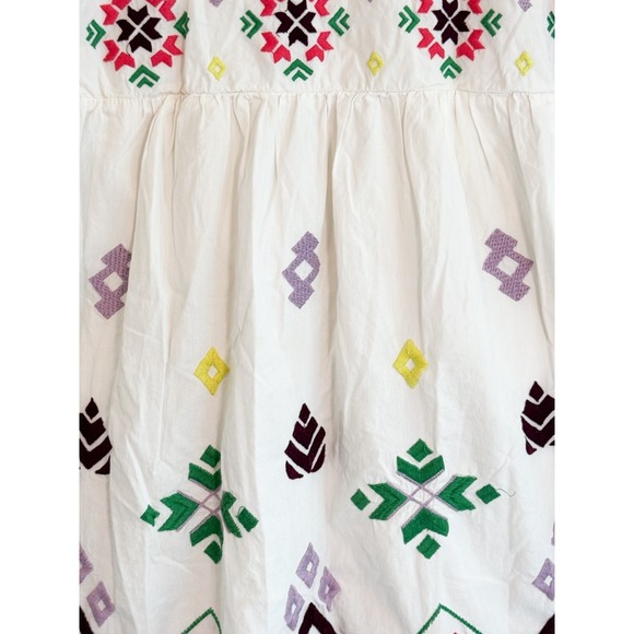 Anthropologie Dolly Embroidered %100 Cotton Midi Dress White Cotton Boho  Sz L - Picture 8 of 16